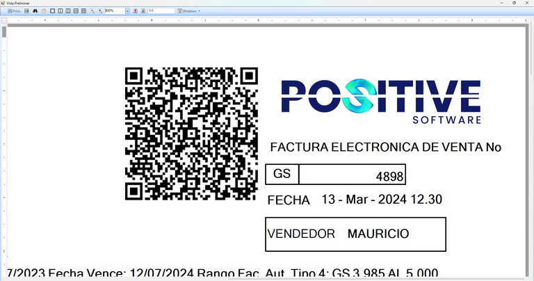 Factura electrónica Positive con QR y CUFE