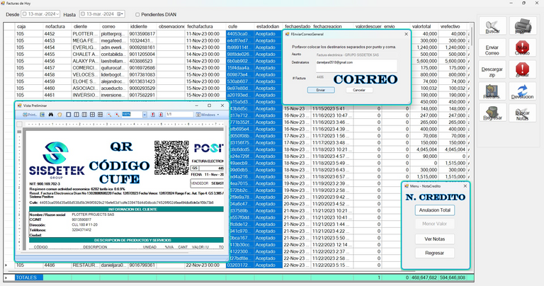 Gestión de facturas electrónicas y estado DIAN